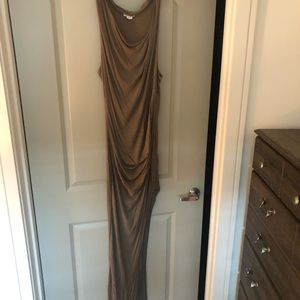 Helmut Lang High Slit Scrunchie Dress in Olive Green-Like New!